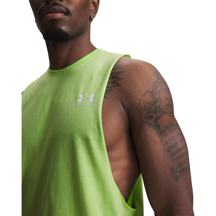 Under Armour Men's Sportstyle Left Chest Cut-Off T-Shirt, (712) Lumos Lime / / White, Medium
