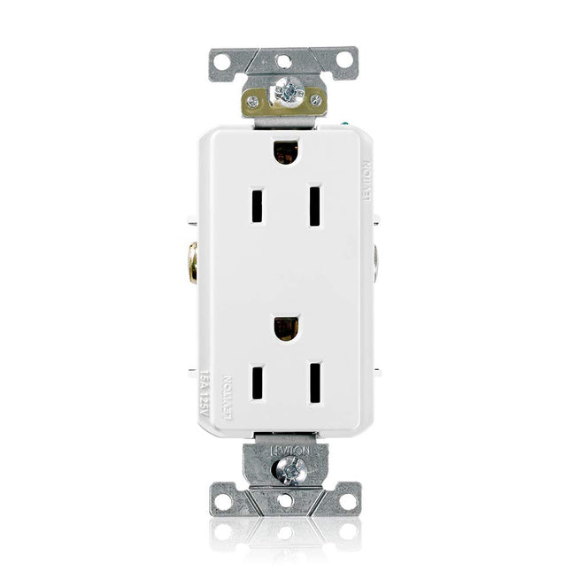 15 Amp Decora Receptacle Industrial Grade, White