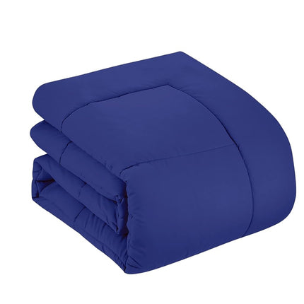 Sweet Home Collection 7 Piece Comforter Set Bag Solid Color All Season Soft Down Alternative Blanket & Luxurious Microfiber Bed Sheets, Royal Blue, Full