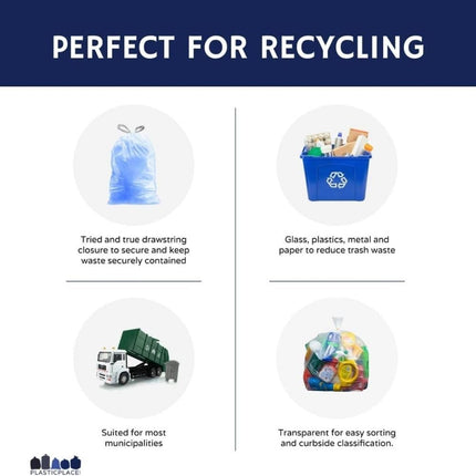 Plasticplace Custom Fit Trash Bags simplehuman (x) Code H Compatible, 8-9 Gallon, 30-35 Liter,18.5" x 28", Tinted Blue, 200 Count