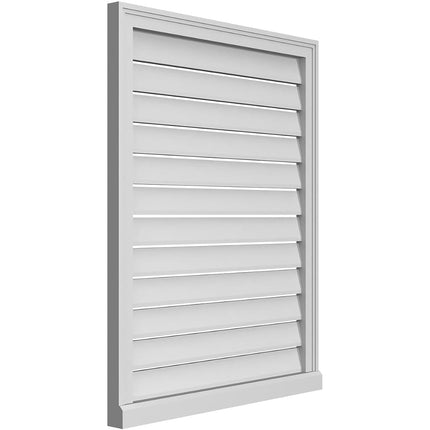 30"W x 38"H Rectangle Surface Mount PVC Gable Vent: Functional, w/ 2"W x 2"P Brickmould Sill Frame