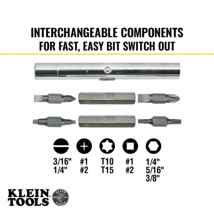 Juego de destornilladores Klein Tools 80027, destornillador de puntas múltiples 11 en 1, destornillador stubby 6 en 1, puntas Phillips, ranuradas, cuadradas, Torx, 2 piezas