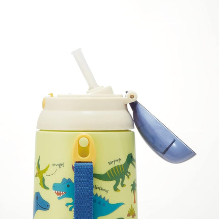 / SDPC4P-A Stainless Steel Water Bottle with Straw, One Push Type, 11.8 fl oz (350 ml), Dinosaurus Picture