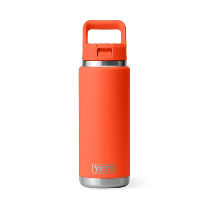 YETI Rambler 26 oz Bottle, Vacuum Insulated, Stainless Steel with Color Matching Straw Cap, Papaya