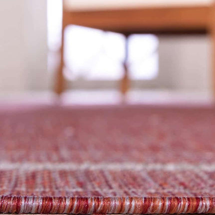 Unique Loom Outdoor Border Collection Area Rug - Soft Border (Runner 2' 0" x 8' 0", Rust Red/Ivory)