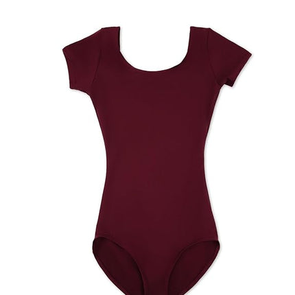 Capezio Girls Short Sleeve - Leotard, Maroon, 6-8 