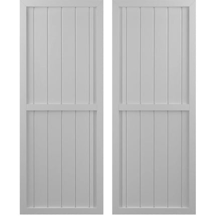 Ekena Millwork ARW101BF621X38PRH Americraft Six Exterior Real Wood Two Equal Panel Framed Board-n-Batten Shutters (Per Pair), 21"W x 38"H, Primed