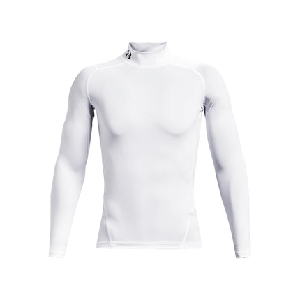 Under Armour UA HG Armour Comp Mock LS - Long Sleeve - Tops - White/Black - Size: MD