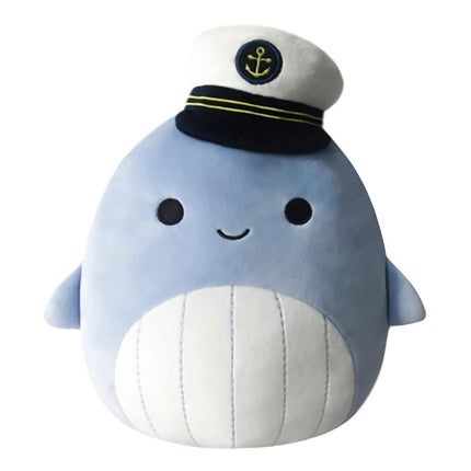 Squishmallows Ballena azul Samir de 8 pulgadas con gorro de marinero - Peluche oficial ultrasuave de Kelly Toy