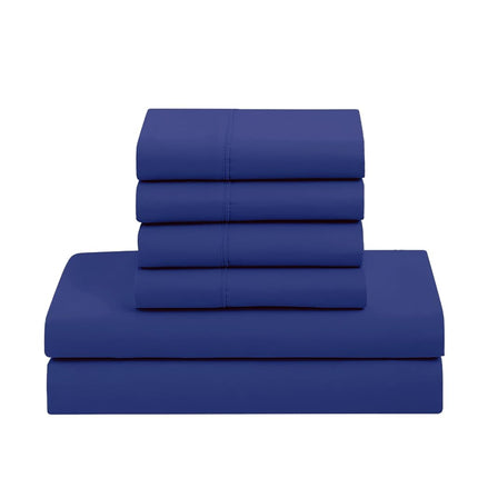 Sweet Home Collection 7 Piece Comforter Set Bag Solid Color All Season Soft Down Alternative Blanket & Luxurious Microfiber Bed Sheets, Royal Blue, Full
