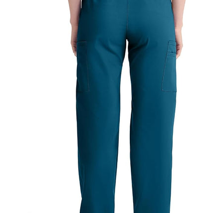 Dickies EDS Signature Scrubs for Women, Elastic Waist Pull-On Cargo Pants for Women in Soft Brushed Poplin 86106, Caribbean Blue, XXXL