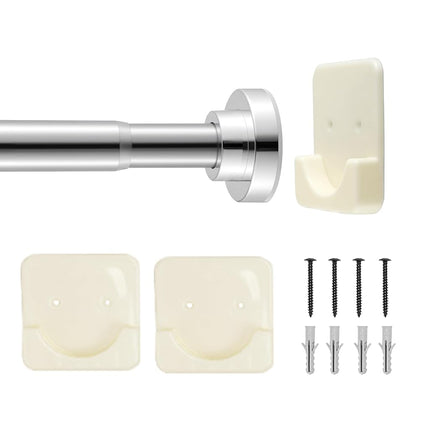VEVOR Shower Curtain Rod, 28-76 Inches, 1 Inch Diameter Adjustable Spring Tension Stainless Steel Telescoping Rod with Holders, No Drilling Non-Slip for Bathroom, Closet, Window, Room Divider, Silver