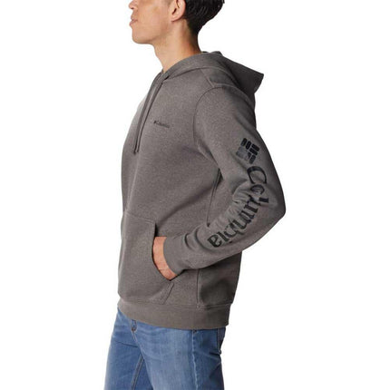 Columbia Men's Trek Hoodie Hooded Sweatshirt, Charcoal Heather/Puff Box Gem Logo, M