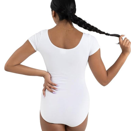 Capezio Women's Short Sleeve Leotard, White, Small