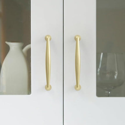 Brushed Gold Zinc Alloy Cabinet pulls - 3-3/4 Inch(96mm) Hole Center Classic Vintage Drawer Handles,Kitchen Cupboard Bathroom Dresser Cabinet Hardware (2, Brushed Gold, 3-3/4"(96mm) Hole Centers)
