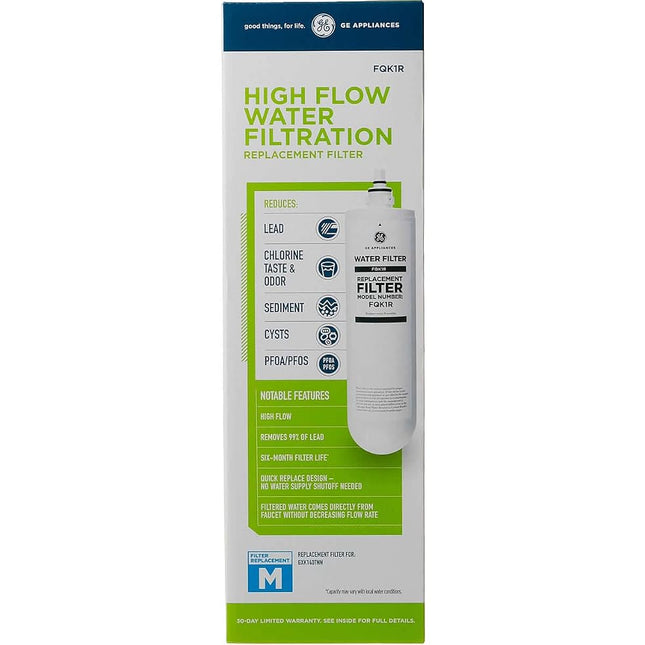 GE Single Stage Under Sink Replacement Filter, Fits GE GXK140TNN and GXULQK Systems, Reduces Lead, Chlorine & Other Impurities for Better Water, Easy Install, Twist & Lock Design, FQK1R