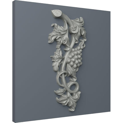 Ekena ONL05X08X01GR 5 1/2" W x 8 5/8" H x 1" P Small Grape and Leaf Onlay, Primed