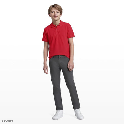 Izod Boys' School Uniform Flat Front Twill Pants, Grey, 5