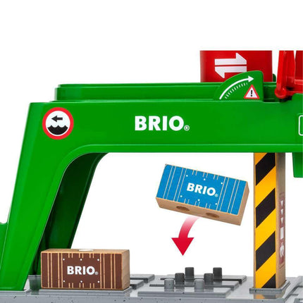 BRIO World Container Crane for Kids Age 3 Years Up - Wooden Railway Train Accessories and Add Ons