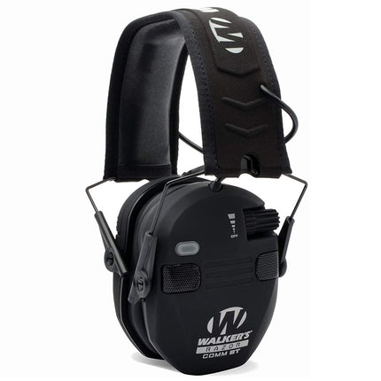 Casque anti-bruit électronique Walker's Razor Quad avec Bluetooth | 4 microphones Capture sonore à 360 degrés Protection auditive NRR de 23 dB Cache-oreilles de tir sportif avec 2 piles AAA, Noir