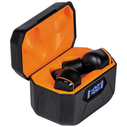 KLEIN TOOLS AESEB2 Auriculares Bluetooth Elite, Tapones para los oídos Inalámbricos Verdaderos, Protección Auditiva NRR 25 DB, 24 Horas de Duración de Batería, Pantalla LED Digital