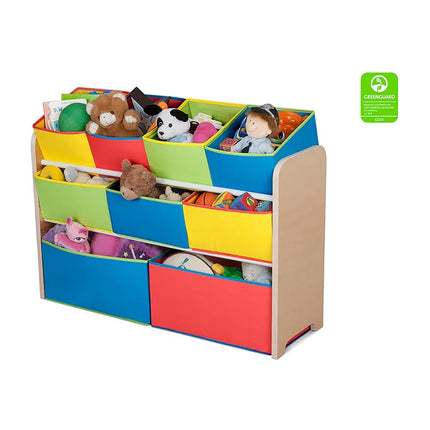 Delta Children Deluxe 9-Bin Toy Storage Organizer - Greenguard Gold Certified, Natural/Primary