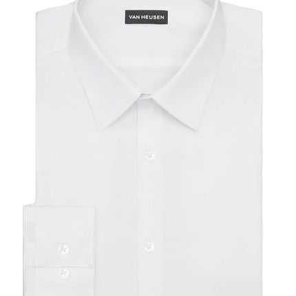 Van Heusen Men's Dress Shirt Slim Fit Flex Collar Stretch Solid, White, 17" Neck 32"-33" Sleeve