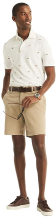 Nautica Men's Classic Fit Flat Front Stretch Solid Chino 8.5" Deck Shorts, Beige Khaki, 34