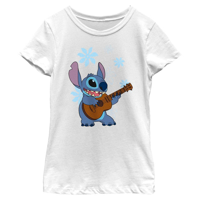 Disney Lilo Stitch Flowers Girl's Heather Crew Tee
