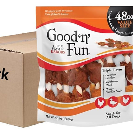 Good'N'Fun Triple Flavored Rawhide Kabobs for Dogs, 1.5 Pound (Pack of 1)