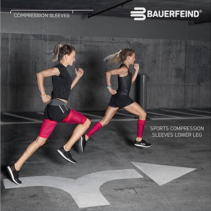 Bauerfeind Sports Compression Lower Leg Calf Sleeves (1 Pair) - Gradient Compression for Improved Blood Circulation in Legs - Air Knit Fabric Breathable, Durable, Washable (Navy, Large, Long)