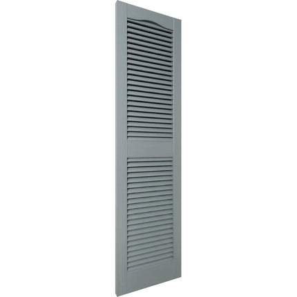 14 1/2"W x 25"H Lifetime Vinyl, Standard Cathedral Top Center Mullion, Open Louver Shutters, w/Installation Shutter-Lok's & Matching Screws (Per Pair), Storm Cloud