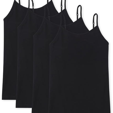 The Children's Place Girls Basic Camisole, 4 Pack, Black 4 Pack, Small