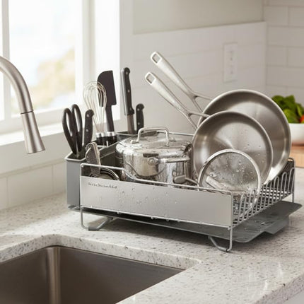 KitchenAid KNS896BXGRA Escurridor de platos de tamaño completo, acero inoxidable, gris claro