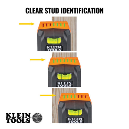 Klein Tools ESF100 Electronic Stud Finder and Wall Scanner with Bubble Level, for Wood and Metal Studs, Bright Green LEDs, Batteries Included
