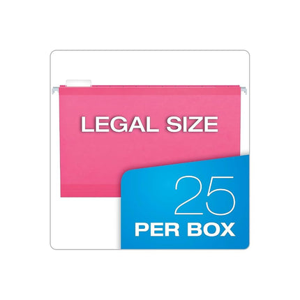 Pendaflex 04153 1/5 PIN Reinforced Hanging Folders, Legal Size, Pink, 1/5 Cut, 25/BX (4153 1/5 PIN)