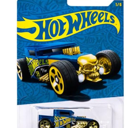 Hot Wheels 58th Anniversary Pearl and Chrome Vehicle Set, Blue and Gold, 2026 Collection, Set of 5, NO Chase