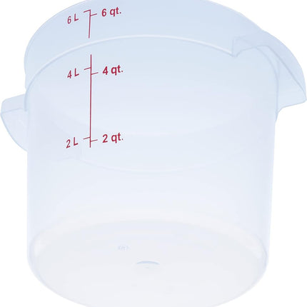Carlisle FoodService Products StorPlus Round Food Storage Container for Serving and Storing Hot or Cold Food, 6 Qt, 1 Count, Translucent