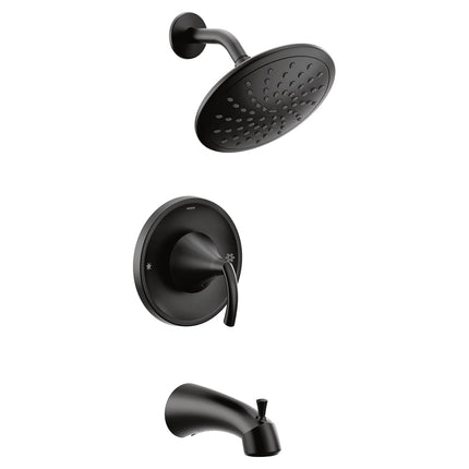 Moen T2843EPBL Glyde Tub Shower Faucet System with Eco-Performance Rainshower Showerhead without Valve, Matte Black