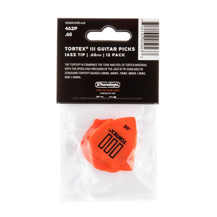 Jim Dunlop 462P.60 Tortex III Player Pack (Pack of 12)