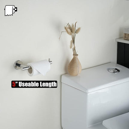 JQK Chrome Toilet Paper Holder, 5 Inch 304 Stainless Steel Thick 8mm Tissue Paper Dispenser for Bathroom, Hold Mega Rolls, Polished Chrome Wall Mount 2 Pack, TPH100-CH-P2