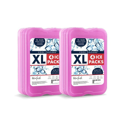 Cool Coolers de Fit + Fresh, paquete de 8 unidades de bloques de hielo delgados XL, bloques de hielo reutilizables de congelación rápida que ahorran espacio para loncheras, bolsas de almuerzo o neveras, morado