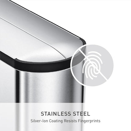 simplehuman CW1897 45L Slim Butterfly Kitchen Pedal Bin, Strong Steel Pedal, Silent Soft Close Lid, Stay-Open Lid, Non-Skid Base, Fingerprint-Proof, Inner Bucket, Brushed Stainless Steel