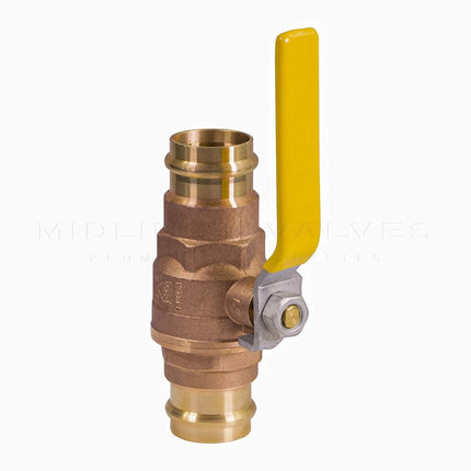 Midline Valve 532VLV001 Double-O-Ring Press Ball Valve, with 1 in. Connections, Full Port, Water Shutoff, Brass (Pack of 5) (532VLV001-5)