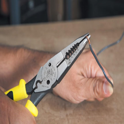 Needle Nose Pliers with Crimper, All Purpose Plier Crimps, Strips, Cuts, loops, and Shears KLEIN TOOLS J207-8CR