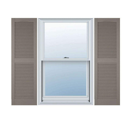 Ekena Millwork LL1C12X02400BD 12" W x 24" H Open Shutters with Center Slits Lifetime Vinyl Top with Fastener (Pair) Bordeaux