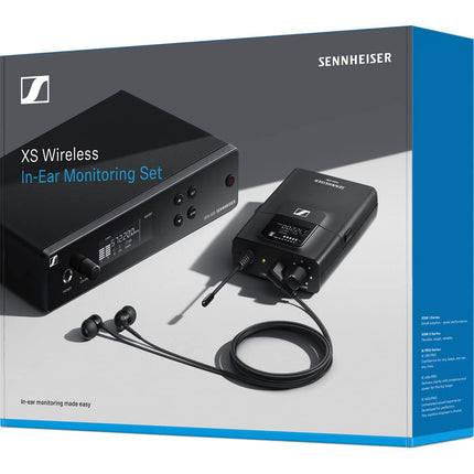 Sistema de monitoreo inalámbrico intraaural estéreo Sennheiser XSW IEM SET A: 476 a 500 MHz (509146) Paquete con bolsa de transporte Auray para sistema inalámbrico
