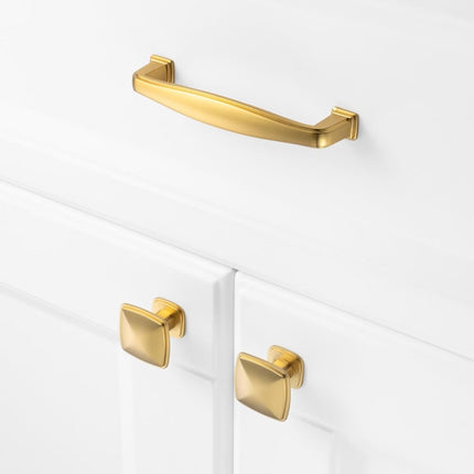 KOOFIZO 10 Pack 3-3/4 in Brushed Gold Cabinet Pull, Gold Drawer Handle 1817