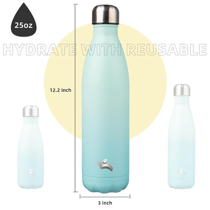 Konokyo Insulated Water Bottles,25oz Double Wall Stainless Steel Vacumm Metal Flask for Sports Travel,Mint