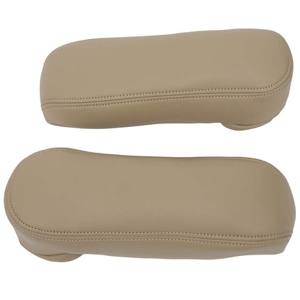 SCITOO 2 pièces pour accoudoir de siège, housse en cuir compatible avec Ford F250 F350 Excursion Lariat 99 00 01 02 03 04 05 06 07, housse de carte en cuir synthétique microfibre beige (revêtement uniquement)